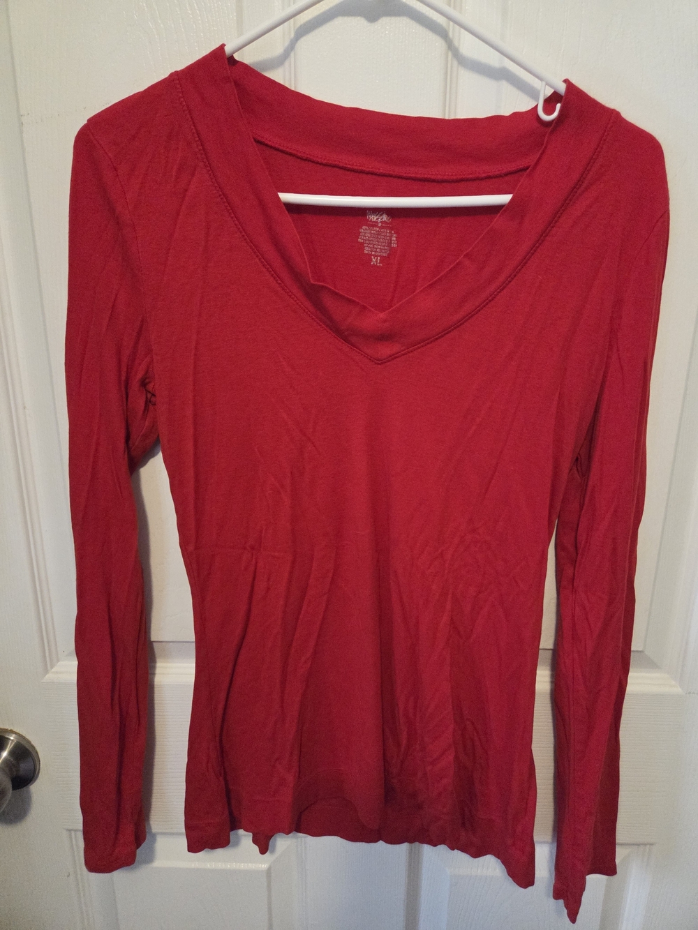 Mossimo Supply Co. Red V-Neck Long Sleeve Top